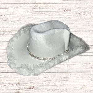 White Feathered Bride Cowboy Hat